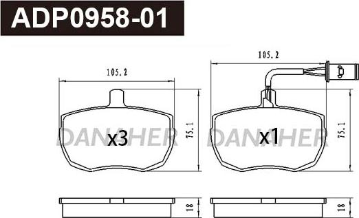 Danaher ADP0958-01 - Bremžu uzliku kompl., Disku bremzes autospares.lv