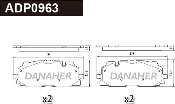 Danaher ADP0963 - Bremžu uzliku kompl., Disku bremzes www.autospares.lv