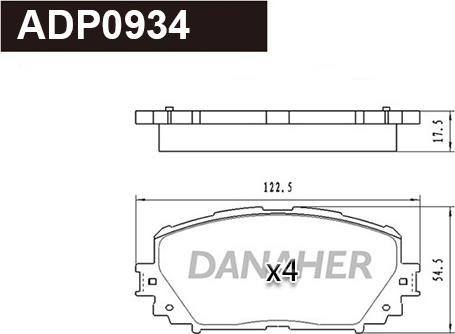 Danaher ADP0934 - Brake Pad Set, disc brake www.autospares.lv