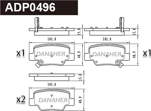 Danaher ADP0496 - Bremžu uzliku kompl., Disku bremzes autospares.lv