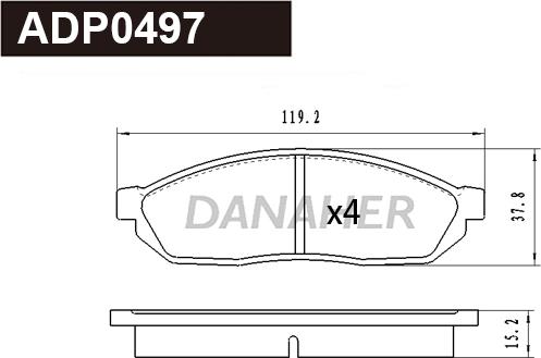 Danaher ADP0497 - Bremžu uzliku kompl., Disku bremzes autospares.lv