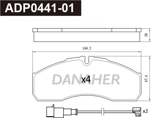 Danaher ADP0441-01 - Bremžu uzliku kompl., Disku bremzes www.autospares.lv