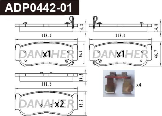 Danaher ADP0442-01 - Brake Pad Set, disc brake www.autospares.lv