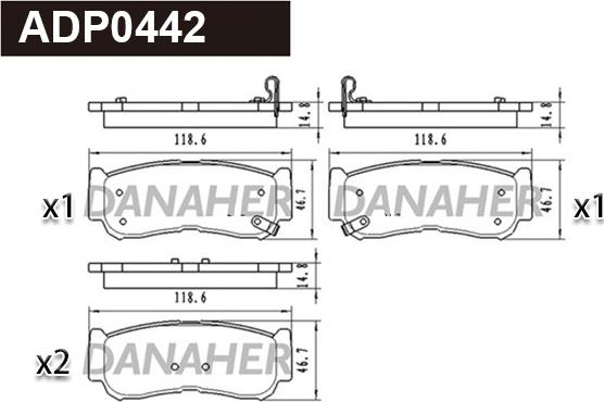 Danaher ADP0442 - Brake Pad Set, disc brake www.autospares.lv