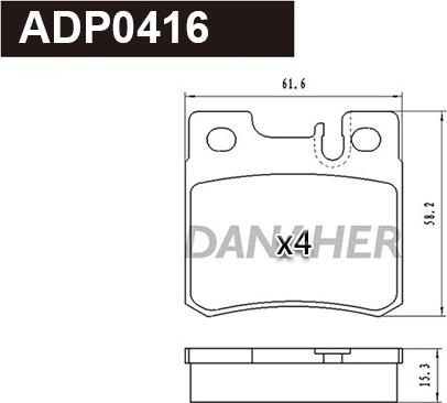 Danaher ADP0416 - Bremžu uzliku kompl., Disku bremzes www.autospares.lv