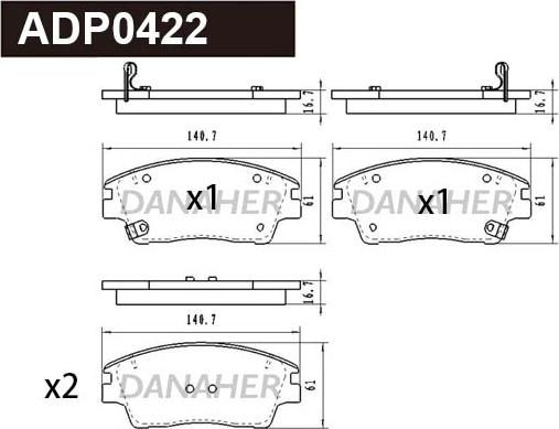 Danaher ADP0422 - Bremžu uzliku kompl., Disku bremzes autospares.lv