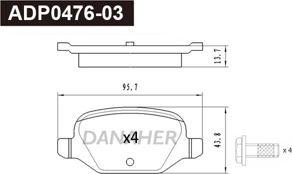 Danaher ADP0476-03 - Bremžu uzliku kompl., Disku bremzes www.autospares.lv