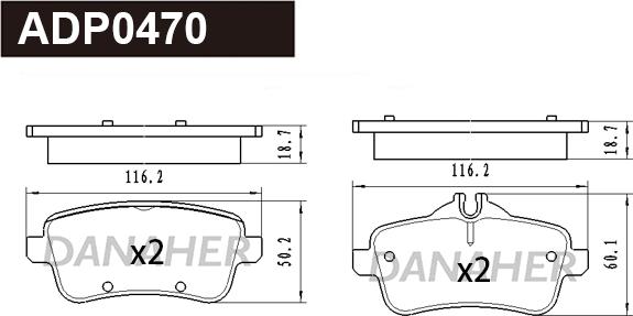 Danaher ADP0470 - Bremžu uzliku kompl., Disku bremzes autospares.lv