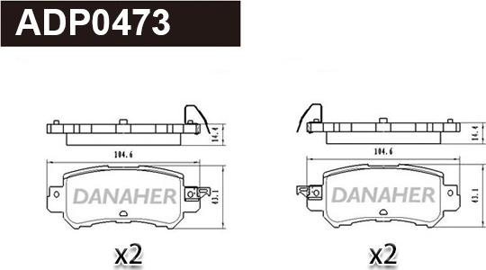 Danaher ADP0473 - Brake Pad Set, disc brake www.autospares.lv