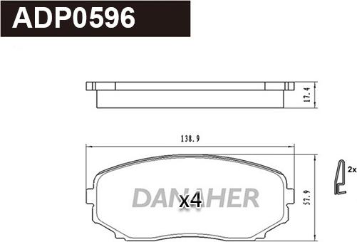 Danaher ADP0596 - Brake Pad Set, disc brake www.autospares.lv