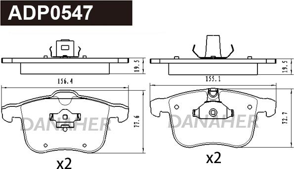 Danaher ADP0547 - Bremžu uzliku kompl., Disku bremzes autospares.lv