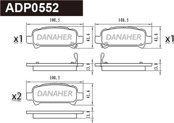 Danaher ADP0552 - Brake Pad Set, disc brake www.autospares.lv