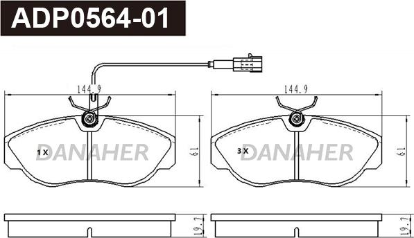 Danaher ADP0564-01 - Bremžu uzliku kompl., Disku bremzes www.autospares.lv