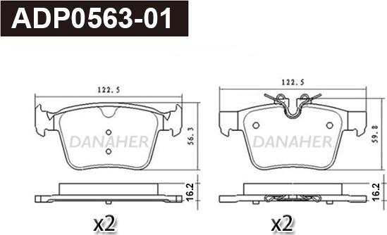 Danaher ADP0563-01 - Bremžu uzliku kompl., Disku bremzes www.autospares.lv