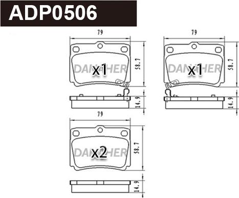 Danaher ADP0506 - Bremžu uzliku kompl., Disku bremzes www.autospares.lv