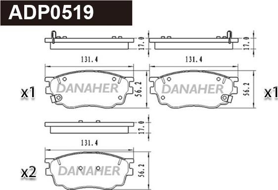 Danaher ADP0519 - Bremžu uzliku kompl., Disku bremzes autospares.lv