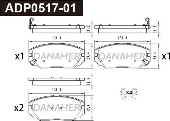 Danaher ADP0517-01 - Bremžu uzliku kompl., Disku bremzes autospares.lv