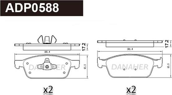 Danaher ADP0588 - Тормозные колодки, дисковые, комплект www.autospares.lv