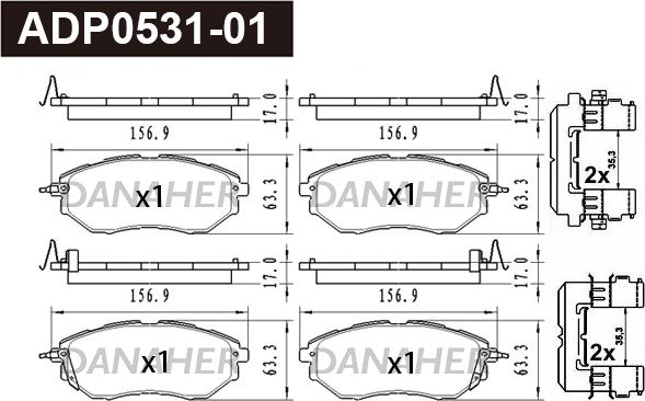 Danaher ADP0531-01 - Bremžu uzliku kompl., Disku bremzes www.autospares.lv