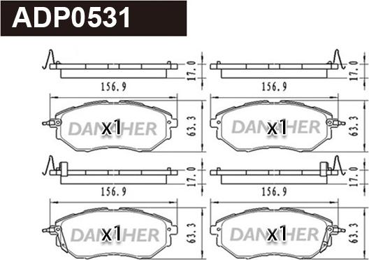 Danaher ADP0531 - Bremžu uzliku kompl., Disku bremzes www.autospares.lv