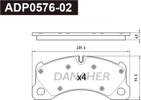 Danaher ADP0576-02 - Bremžu uzliku kompl., Disku bremzes www.autospares.lv