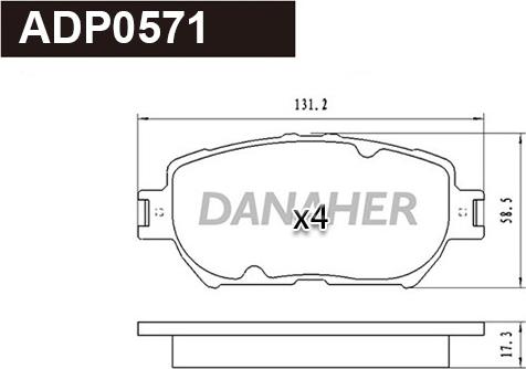 Danaher ADP0571 - Bremžu uzliku kompl., Disku bremzes www.autospares.lv