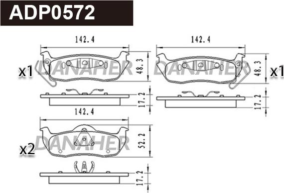 Danaher ADP0572 - Bremžu uzliku kompl., Disku bremzes www.autospares.lv