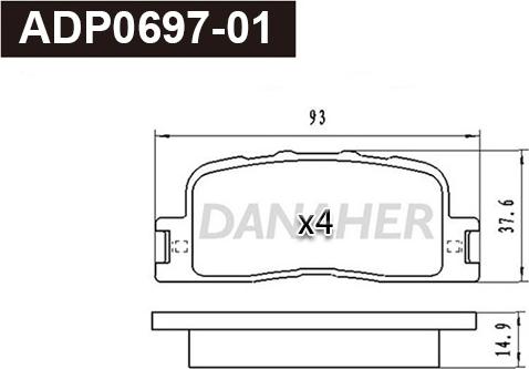 Danaher ADP0697-01 - Brake Pad Set, disc brake www.autospares.lv