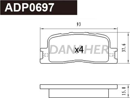 Danaher ADP0697 - Brake Pad Set, disc brake www.autospares.lv