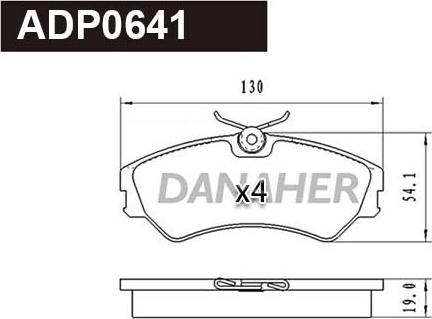 Danaher ADP0641 - Тормозные колодки, дисковые, комплект www.autospares.lv