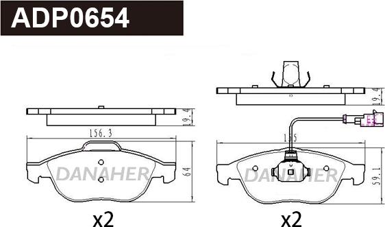 Danaher ADP0654 - Bremžu uzliku kompl., Disku bremzes www.autospares.lv