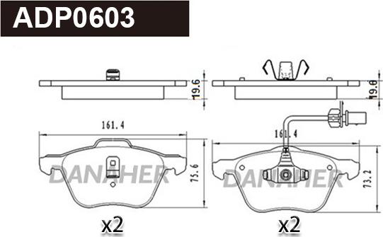 Danaher ADP0603 - Bremžu uzliku kompl., Disku bremzes autospares.lv