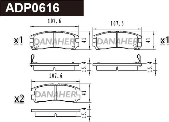 Danaher ADP0616 - Bremžu uzliku kompl., Disku bremzes www.autospares.lv