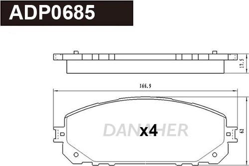 Danaher ADP0685 - Bremžu uzliku kompl., Disku bremzes autospares.lv