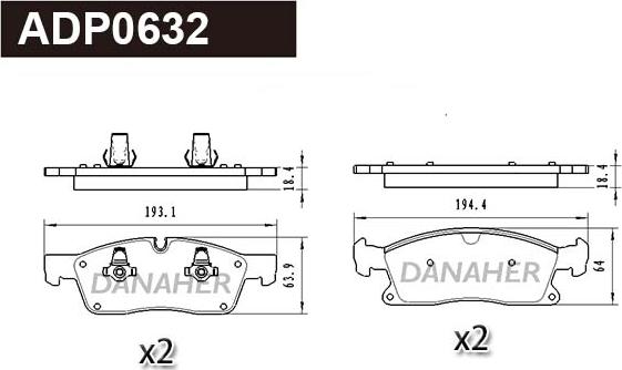 Danaher ADP0632 - Bremžu uzliku kompl., Disku bremzes autospares.lv