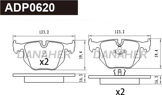 Danaher ADP0620 - Brake Pad Set, disc brake www.autospares.lv