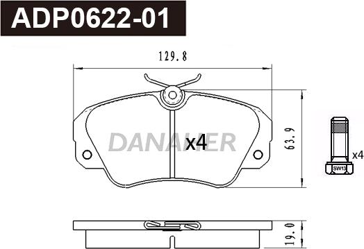 Danaher ADP0621-01 - Brake Pad Set, disc brake www.autospares.lv