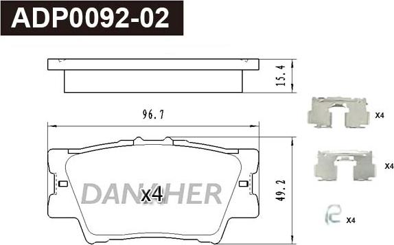 Danaher ADP0092-02 - Bremžu uzliku kompl., Disku bremzes autospares.lv