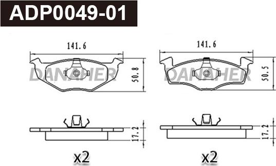 Danaher ADP0049-01 - Brake Pad Set, disc brake www.autospares.lv