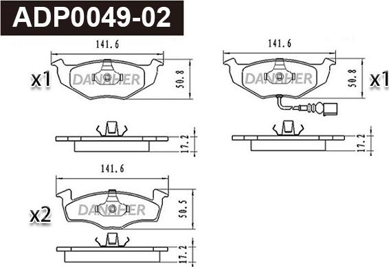 Danaher ADP0049-02 - Bremžu uzliku kompl., Disku bremzes www.autospares.lv