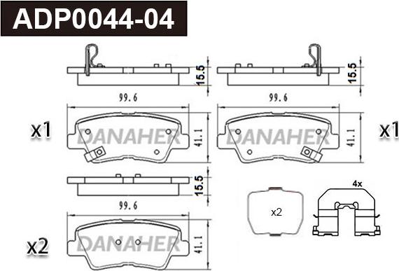 Danaher ADP0044-04 - Bremžu uzliku kompl., Disku bremzes www.autospares.lv