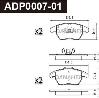 Danaher ADP0007-01 - Bremžu uzliku kompl., Disku bremzes autospares.lv