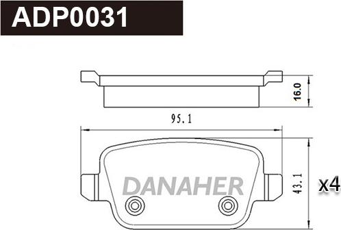 Danaher ADP0031 - Bremžu uzliku kompl., Disku bremzes autospares.lv