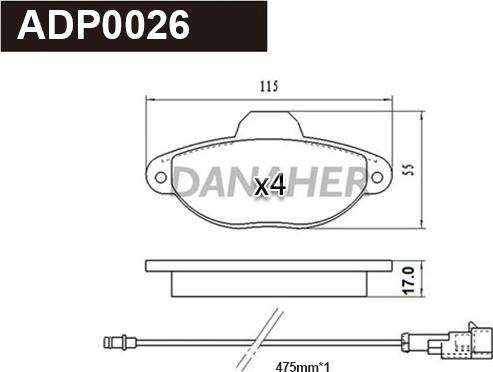 Danaher ADP0026 - Bremžu uzliku kompl., Disku bremzes autospares.lv