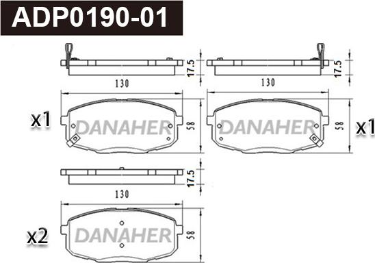 Danaher ADP0190-01 - Bremžu uzliku kompl., Disku bremzes autospares.lv