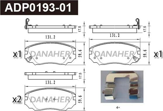 Danaher ADP0193-01 - Bremžu uzliku kompl., Disku bremzes autospares.lv