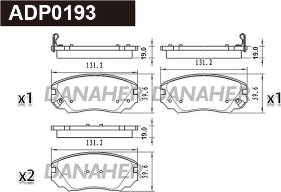 Danaher ADP0193 - Bremžu uzliku kompl., Disku bremzes autospares.lv