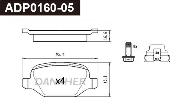 Danaher ADP0160-05 - Bremžu uzliku kompl., Disku bremzes www.autospares.lv