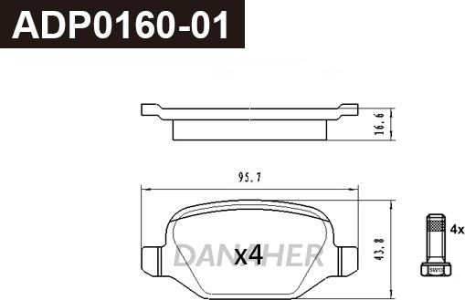 Danaher ADP0160-01 - Bremžu uzliku kompl., Disku bremzes www.autospares.lv