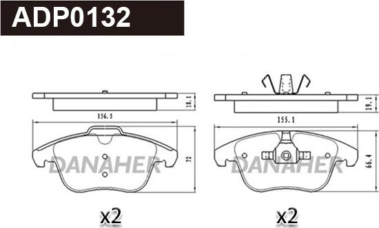 Danaher ADP0132 - Bremžu uzliku kompl., Disku bremzes autospares.lv